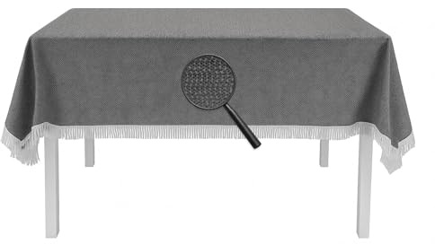 EXKLUSIV HEIMTEXTIL Gartentischdecke mit Fransen Tischdecke Classic Outdoor PVC Weichschaum rutschhemmend für Garten, Balkon, Terrasse 130x160 cm eckig dunkelgrau