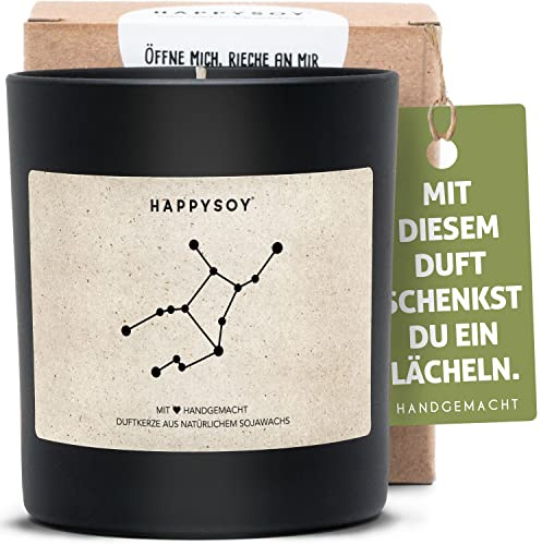 Jungfrau Sternzeichen Duftkerze im Glas mit Spruch - handgemacht - nachhaltiges persönliches Geschenk, liebevolle Geschenkidee zum Geburtstag - Kerze mit Sternbild Himmel, zodiac virgo