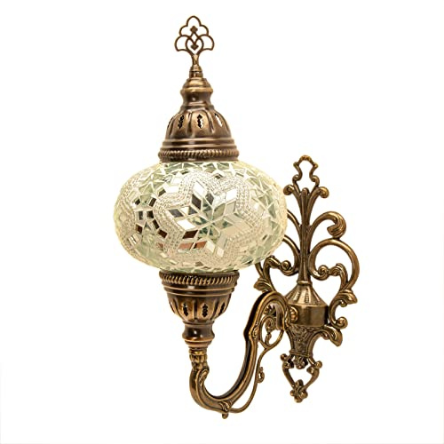 ENVA Turkish Moroccan Mosaic Multicolour Handmade Tiffany Wall Sconce Lamp Light Large Globe