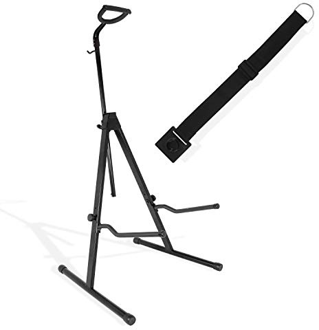 Saintfield Studios - Cello Stand with Bow Holder Hook in Matte Black - Adjustable Steel Foldable & Portable Floor Tripod with Safety Bar - Complete with Endpin Anchor Stopper