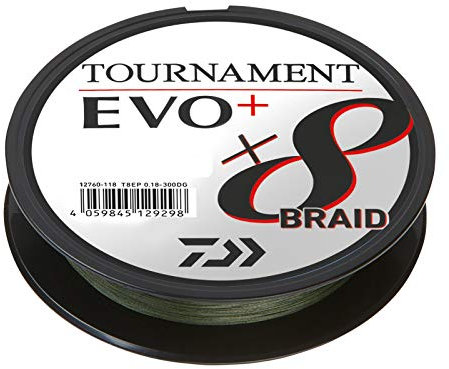 Daiwa Tournament X8 Braid EVO+ 0,14mm 135m Dunkelgrün geflochtene Angelschnur