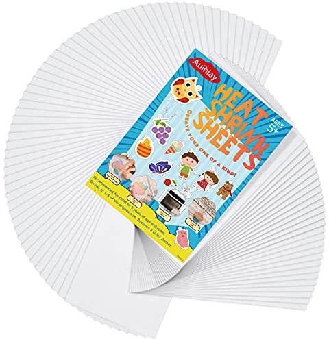 Auihiay 100pcs Mini Shrink Plastic Sheets for Kids, Sanded Shrink Films Papers, Creative Crafts for Kids & Beginners, Mothers Day Gifts, Easter Ornament, 3 x 2 inch / 7.5 x 5 cm