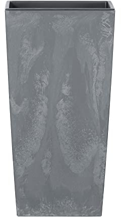 URBNLIVING Large Tall Concrete Effect Flower Plant Pot Indoor Outdoor Garden Patio Planters (Grey, 265mm Square)