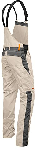 strongAnt Herren Latzhose Arbeitshose Kombihose Arbeitskleidung Männer in Beige-Grau - Größe: 48