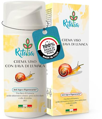 100ml BIO CREME VISAGE avec 75% BAVE D ESCARGOT et ACIDE HYALURONIQUE Ritalia® CREME HYDRATANTE ingrédients Anti-rides Anti-âge et Anti-taches et Contour des yeux POUR FEMMES HOMMES
