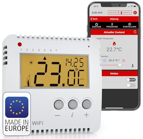 ELEKTROBOCK PT14-P WiFi - Smart WLAN Raumthermostat 230V - Heizungssteuerung per App - Aufputzmontage - 16 A - Für elektrische Heizungen - Einstellbare Wochenprogramme, Weiß