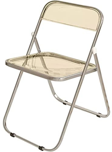 Klappstuhl Klappstuhl Garten Schlafzimmeraufenthaltsraum Rückenlehnenstuhl, Transparenter Klappstuhl Aus PP, Ergonomische Konferenzstühle, Mehrfarbig Optional (Color : Gelb, S : 46 * 47 * 71cm)