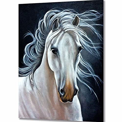 ZGmaxCL DIY 5D Diamant Malerei Set Puzzles Diamant Painting Bilder Erwachsene Kinder Groß weißes Pferd Haus Dekoration 60x40cm
