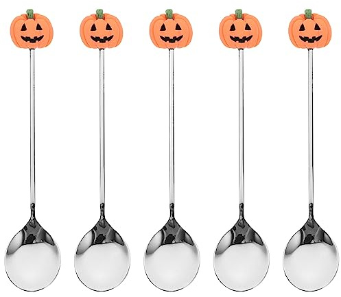 Kichvoe 6PCS Coffee Spoons: Small Pumpkin Shaped Spoon 4.9Inch for Sugar Dessert Tea Stirring Tasting for Coffee Bar Kitchen or Restaurant Halloween Party