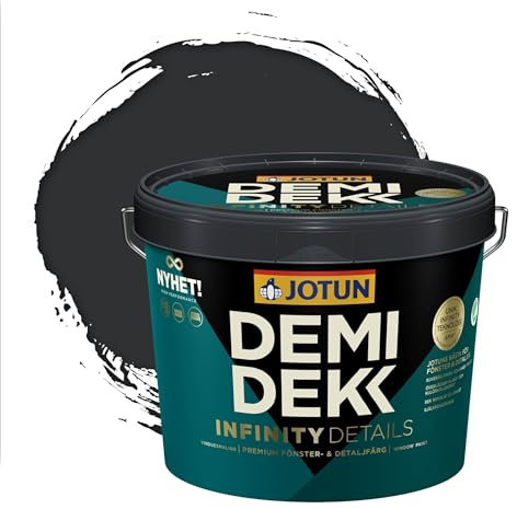 Jotun - Peinture Bois, Lasure Opaque pour Extérieur et Intérieur Satinée - DEMI DEKK INFINITY DETAILS - RAL 7021 - Gris Noir - 3L