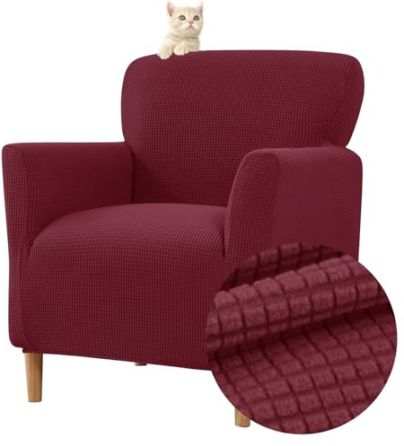 Highdi Stretch Sesselbezug Elastische Jacquard Sofaüberzug Clubsessel Bezug, Weicher Sesselschoner mit Armlehne Sitzbezug Für Sessel Mit Armlehne Hussen (Rot)