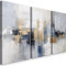 Cuadros para decoracion de dormitorio. 3 Marcos modernos de Madera. 120cm. Lienzos decorativos para salón. Estilo Abstracto. Grande. Océano