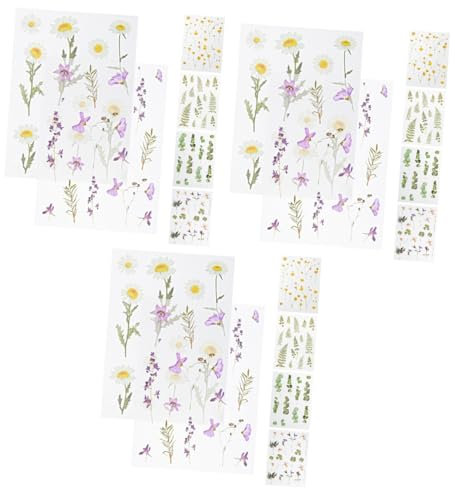 STOBOK 3 Stück 6 Pflanzenaufkleber Blumenverzierungen handkonto DIY aufkleber Pflanzendekor hand konto aufkleber Scrapbooking-Blumenaufkleber Anlage Sammelalbum Material