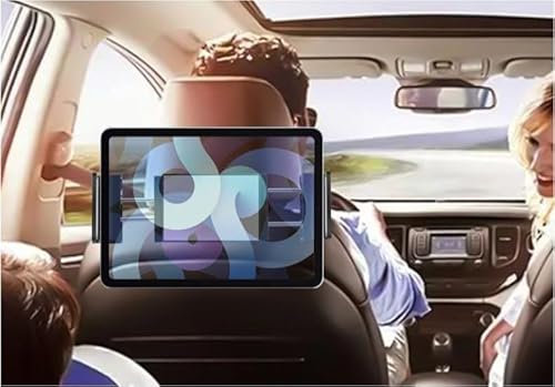 BabyMad Car Headrest Tablet Holder, 360 Degree Rotating Car Seat Stand Cradle Mount Compatible with iPad Pro 12.9 Air Mini, iPhone, Galaxy Tab, Switch, All 4.7-12.9 Screen Devices - Black