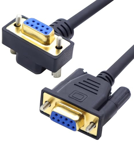 LANMINGLEL DB9 Kurzes serielles Kabel, RS232-Serielles Erweiterungskabel, DB9 90 Grad recht auf 9 RS232-Pins Kabel, Anschlusskabel für die Datenkommunikation Modem PC (Buchse auf Buchse)