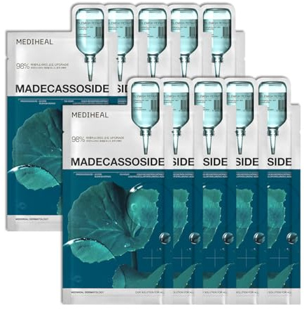Mediheal Madecassoside Essential Sheet Mask Blemish Repair Madecassoside & Hyaluronic Acid Included. 10 Pcs Transparent