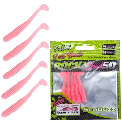 SEABUZZ Gummifische Angelköder Set Rocky Shad 5Stk x 50mm - Hecht Zander | Wels Gummiköder - Forelle & Barsch Kunstköder - Raubfisch Angelnset - Süß- & Salzwasser