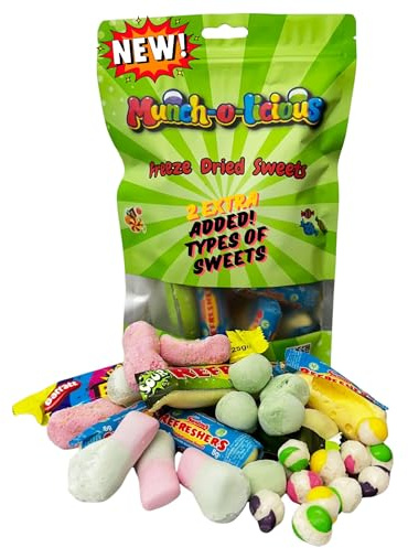 Munch-o-licious Caramelle Liofilizzate Mix 100g - Freeze dried Candy Colorate e Crunchy Vegan Halal - Caramelle Americane Trending TikTok-Frutta Liofilizzata in Busta Richiudibile,Perfette per Regali