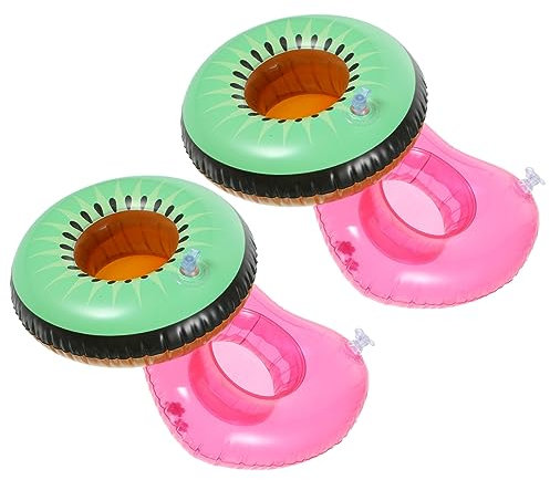 PHENOFICE 4piezas Portavasos Inflables para Piscina Dibujos Animados Portavasos Flotante Decorativo para Fiestas Portabebidas Hinchable para Piscina y Bañera