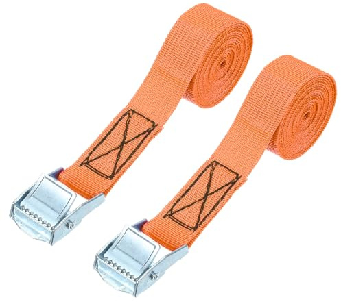 PATIKIL 2,5 cm x 1,5 m fransrem med spännen, 2 st kamspänne knytremmar justerbara kraftiga säkra remmar upp till 250 kg för lastkajakcyklar, orange