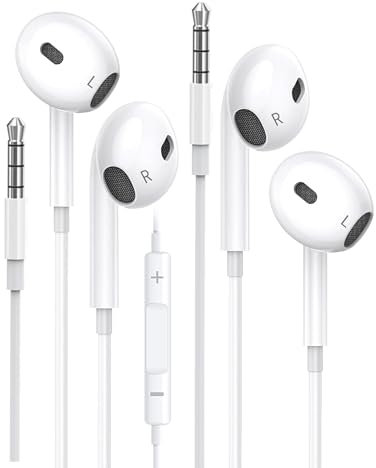 Lot de 2 Ecouteur Kit Main Libre Filaire,Écouteurs Intra Auriculaires avec Prise Jack 3,5 mm Casque Isolation du Bruit pour iPhone,iPad Pro,Android,Tablettes,Ordinateurs Portables et Autres Appareils