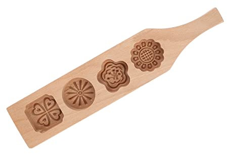 1pc Moon Cake Press Mold, Wooden Moon Cake Mould Mooncake Mould Non Stick for Moon Cake, Mousse, Dessert (No. 2 Flower Four-Continuous Model)