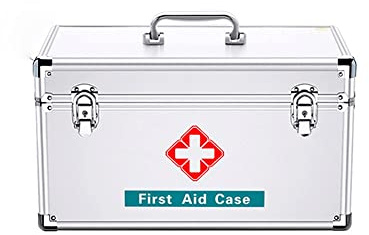 Erste-Hilfe-Kasten， Erste-Hilfe-Set, Heim-Medizinbox, tragbare Medizin, großer Medizinschrank, Aufbewahrungskoffer for Zuhause, Outdoor, Erste-Hilfe-Set, Erste-Hilfe-Sets(Silver,XL)