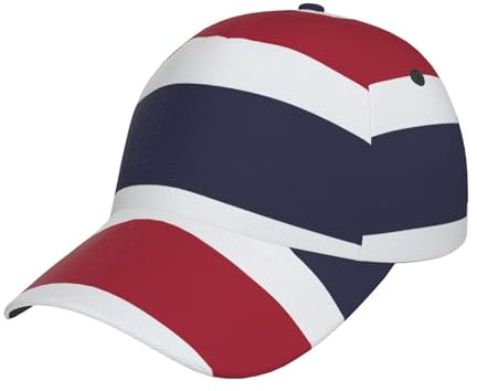 Baseballkappe mit Thailand-Flagge, stilvoll, gebogen, verstellbar, für Sommer, Strand und tropische Abenteuer, Schwarz, Schwarz , Einheitsgröße