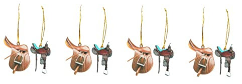 TOPPERFUN 4 Sätze Pferdesattel Ornament Für Auto Rückspiegel Dekorative Autozubehör Für Innenraum Und Weihnachten Vielseitig Einsetzbar Für Zuhause Büro 2 Stück * 4