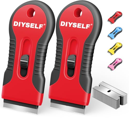 DIYSELF 2er-Set Ceranfeldschaber, Glasschaber ausziehbar, 10 Ersatzklingen