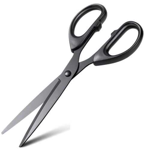 ZMREN Sax anti-stick, kontorssax, högkvalitativ hushållssax, papperssax, blad av rostfritt stål, för hem, kontor och skola, längd 21 cm – svart