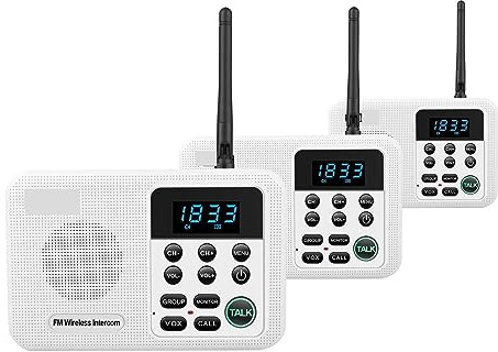 Wireless Intercom, One Piece Wireless Home Intercom System for House Business Offices FM Room to Room Intercom Communication 1 Mile Range 22 Channel