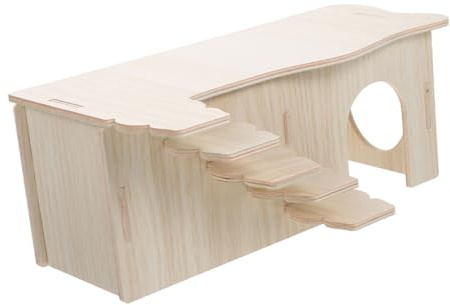 VILLFUL Mehrkammer Holz Hamsterhaus mit Rampe Großes Nager Versteck und Spielhaus Robustes Meerschweinchen Versteck für Innenkäfig Sicherer Rückzugsort zum Schlafen