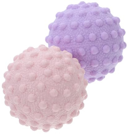 COOPHYA 2 Pièces Balle de Massage Silicone pour Fascia Set de Balles Yoga Colorées Rose et Soulagement Musculaire Portable pour Exercices et Relaxation