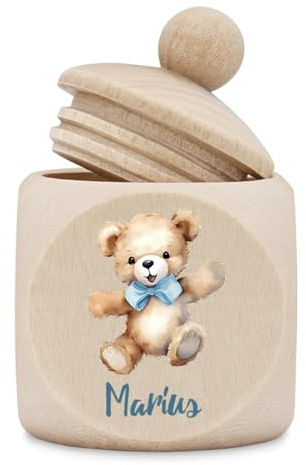 polar-effekt Holz Milchzahndose für Kinder mit personalisiertem UV-Druck - Geschenk-Idee zum Geburtstag - aus Ahornholz gefertigt - Zähne sicher aufbewahren