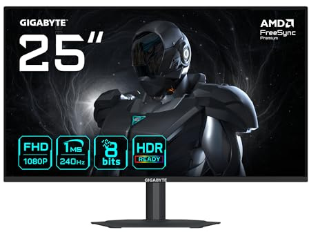GIGABYTE G25F2A Monitor Gaming 25 FHD - 1920 x 1080, 240Hz, 1ms, 300 CD/m², Display HDR 10, HDMI 2.0, DisplayPort 1.4