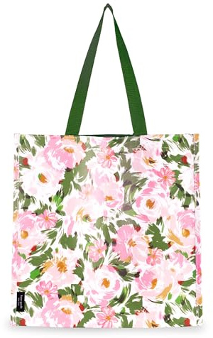 kate spade new york Reusable Shopping Bag, Grocery Tote with Shoulder Straps, Large Collapsible Tote (Hidden Garden)