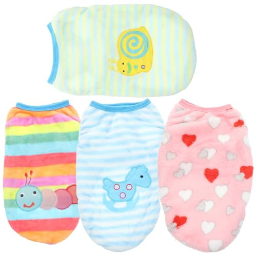 Hohopeti 4pcs Pet Thermal Vest for Small Dogs Autumn Winter Dog Clothes Decorative Pet Clothes for Cats and Cozy Fleece Material for Outdoor Walks and Home Comfort