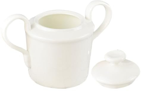Veemoon Azucarero de Cerámica Blanca con Tapa, Doble Asa y Base Estable, Tarro Multifunción para Azúcar, Leche y Dulces, Adecuado para Hogar, Cafetería y Restaurante