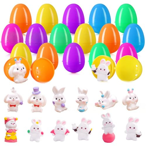 JynxtoyZeal 13pezzi Uova di Pasqua Preriempita con Giocattoli di Coniglietto Uova di Pasqua con Giocattoli Tema Animale per la Festa di Pasquali Bomboniere Caccia alle Uova di Pasquali