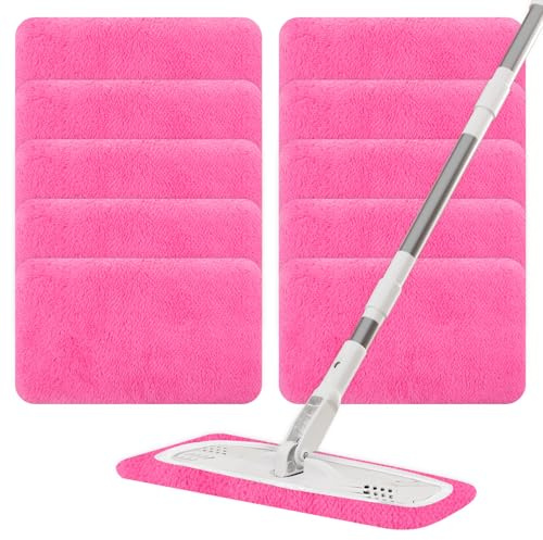 Nureeca Paquete de 10 paños reutilizables de microfibra para Swiffer, paños húmedos para suelo para Wet & WetJet, compatible con el escurridor original, lavable hasta 100 veces (rosa)