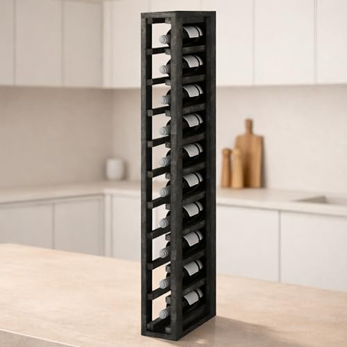 Expovinalia Weinregal Holz Kiefernholz 10 Flaschen - Schwarze Kiefer | Weinregalmöbel, Weinregal schmal, Flaschenregal, Weinständer, Wine Rack 105x13x32 cm. Farbe Schwarze Kiefer