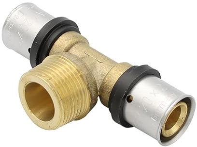 Pipetec Pressfitting T Stück 20x2 3/4 Zoll Aussengewinde TH Kontur Verbundrohr, DVGW, TH-Profil