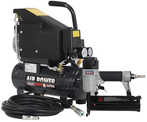 Sealey Sac0610Ekit Air Nail/Staple Gun Kit Including Compressor, Hose & Nailer