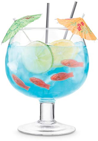 Final Touch Fishbowl Cocktail Balloon Glass X Large 1.3L / 1300ml Party Margarita Daiquiri Blue Lagoon Giant Drinking Goblet