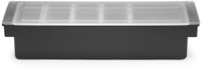 HENDI Zutatenbehälter, BarUp, mit 5 herausnehmbaren Behältern, transparentem Deckel, Gewürzbehälter, Pizzastation, Beilagenbehälter, Toppingstation, 480x150x(H) 100mm, HIPS, ABS, PP, schwarz