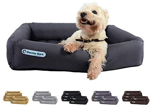 Doctor Bark - Hundebett orthopädisch, waschbar bis 95°C, geruchsfrei & hygienisch, kuscheliger Hundekorb (M - 80x70 cm, grau)