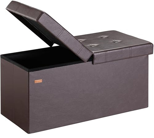 Casaria® Sitzbank mit Stauraum Faltbar Braun 80x40x40cm Gepolstert Deckel Kunstleder Schlafzimmer Wohnzimmer Flur Sitztruhe Truhenbank Polsterbank