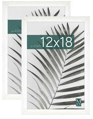 MCS Studio Gallery 12x18 Picture Frame White Woodgrain, Rectangle Photo Frame for Photos, Posters & Art Prints (2-Pack)