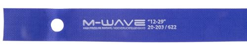 Super Hochdruck Ultralight Nylongewebe-Felgenband, selbstklebend, blau, gerollt, 0.5 mm dick, 20 mm x 12-28, 1 Paar in PE-Beutel mit M-WAVE-Header